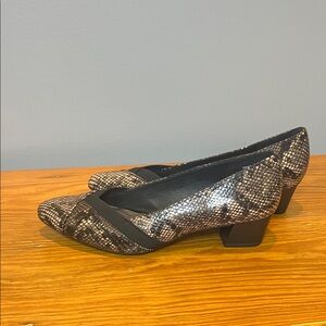 Kim Rogers Snakeskin Patterned Heels in Black and Brown